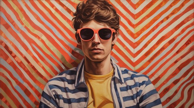 Photo a painting of a man wearing sunglasses