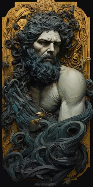 Photo a painting of a man with a beard and long hair