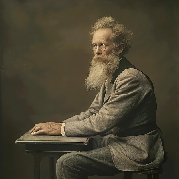 Photo a painting of a man with a beard and a suit on the front of it