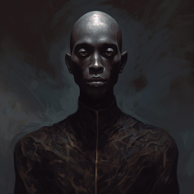 Painting of a man with a black body and a black head generative ai