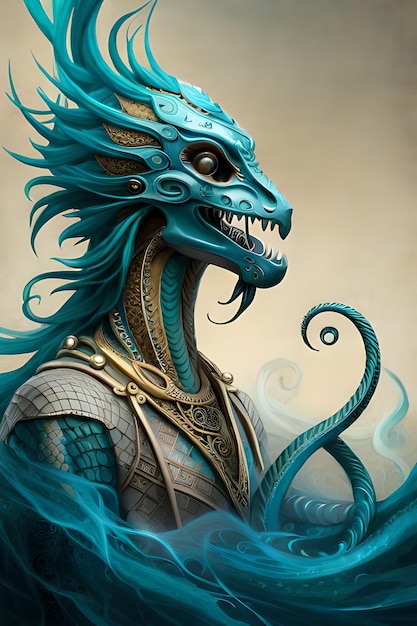 Картина человека с голубой маской и рогами