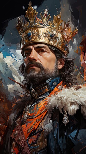 a painting of a man with a crown and the word  he is  on it