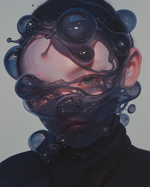 a painting of a man with a face that has an octopus on it