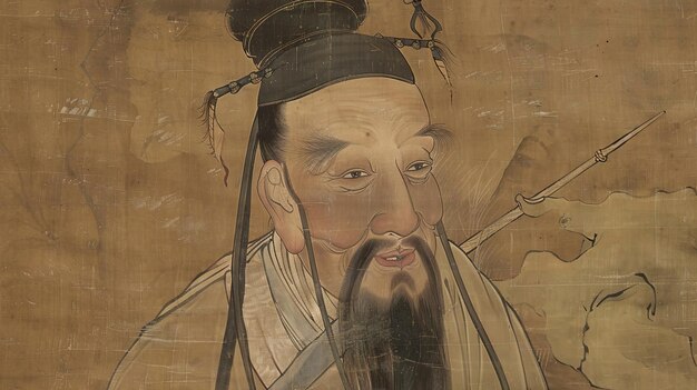 a painting of a man with a long beard and a long beard