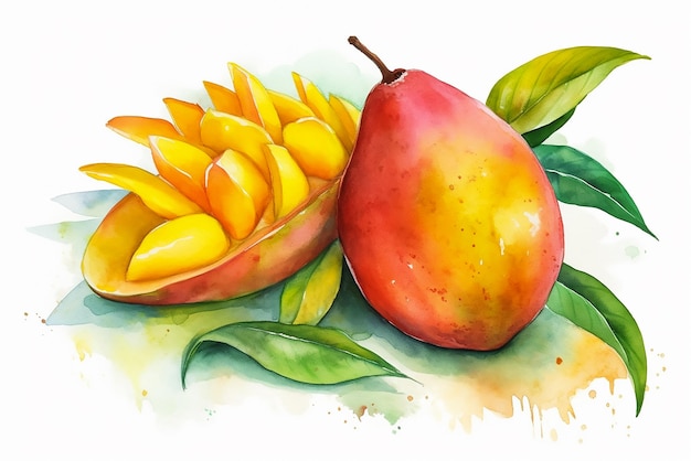 Photo a painting of mangoes and a mango