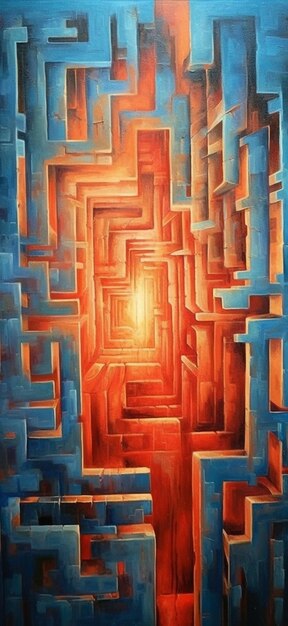 A painting of a maze with the words " the word " on it.