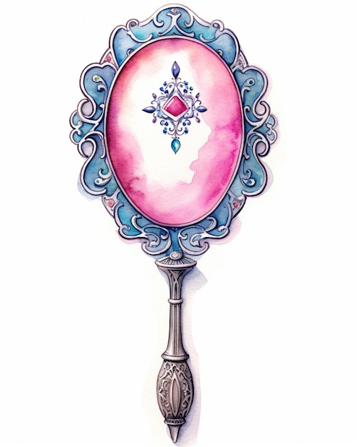 ピンクとブルーのデザインが施された鏡の絵の生成 ai