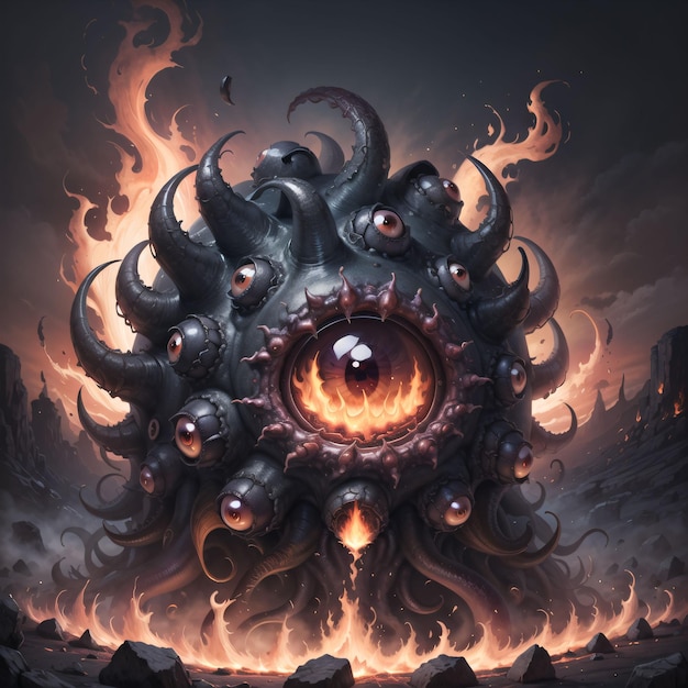 A painting of a monster fireball