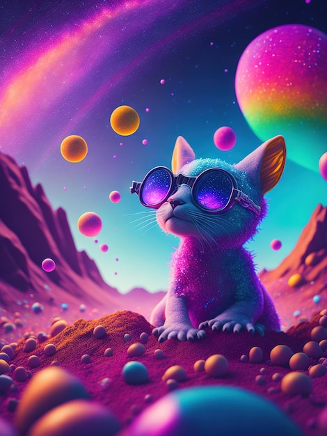 Photo a painting of a monster with the galaxy environment