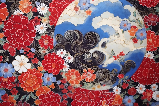 A painting of a moon and clouds by person