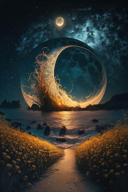 Картина луны и луны