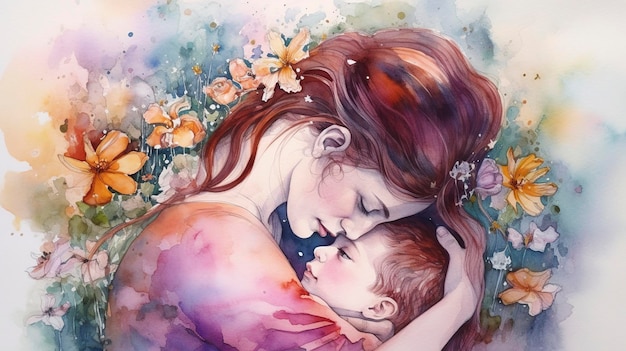 A painting of a mother and her baby