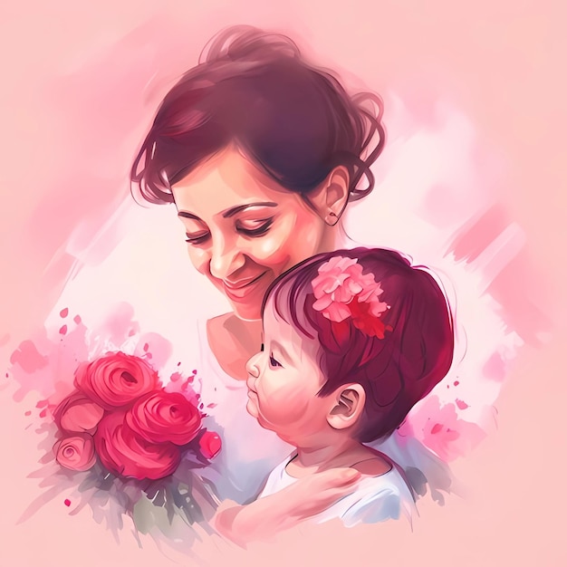 A painting of a mother and her child