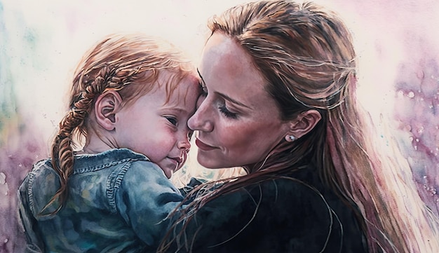 A painting of a mother holding her baby