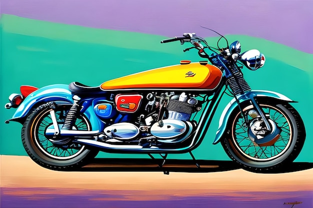 A painting of a motorcycle with the word honda on the side.