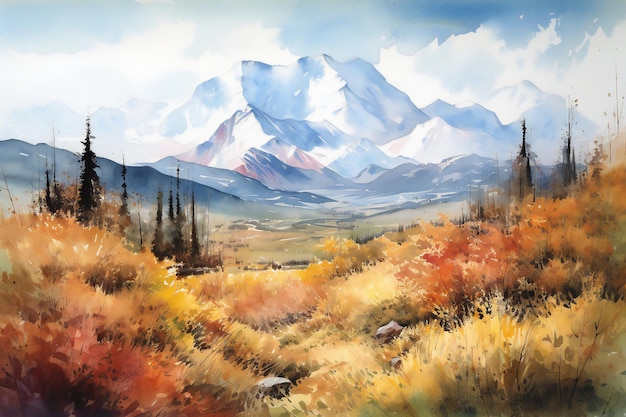 Photo a painting of a mountain range with the name mt.