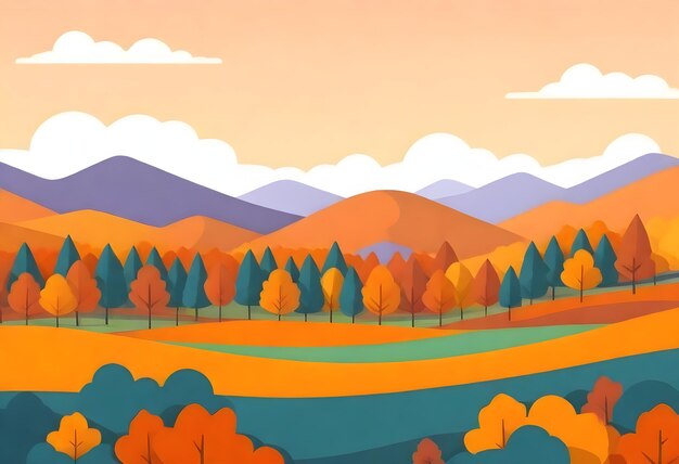 나무 와 산 을 배경 으로 한 산 계곡 의 그림