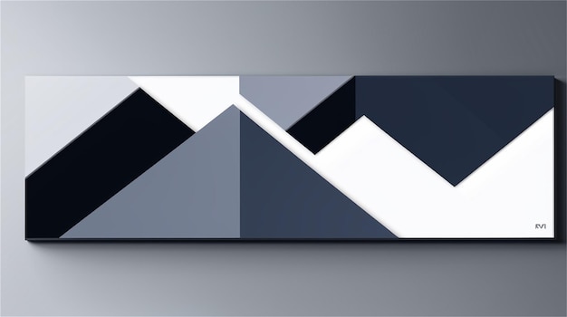 A painting of mountains with black and white shapes.