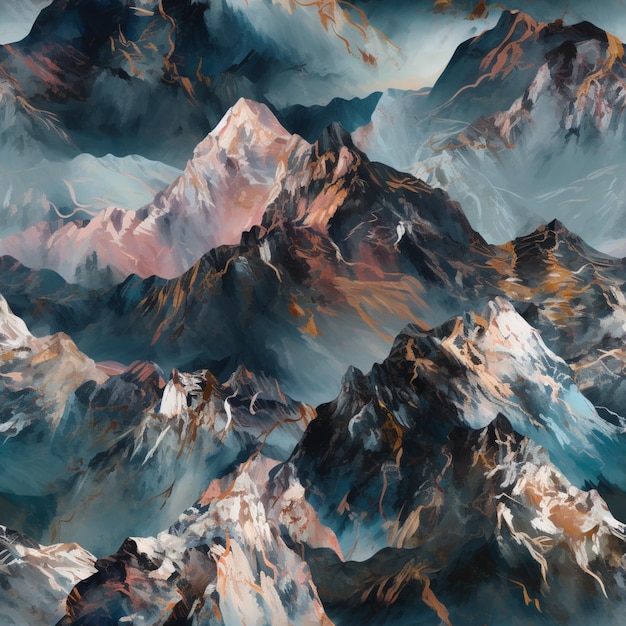 A painting of mountains with the words " mountain " on it.