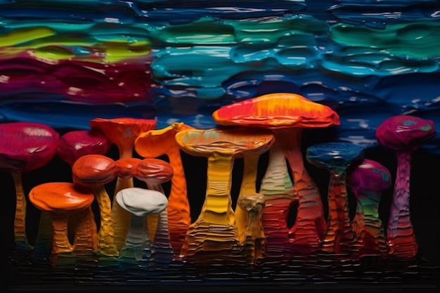 Картина с грибами художника