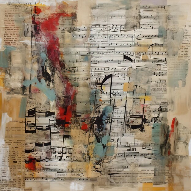 A painting of a music notes with the word music on it