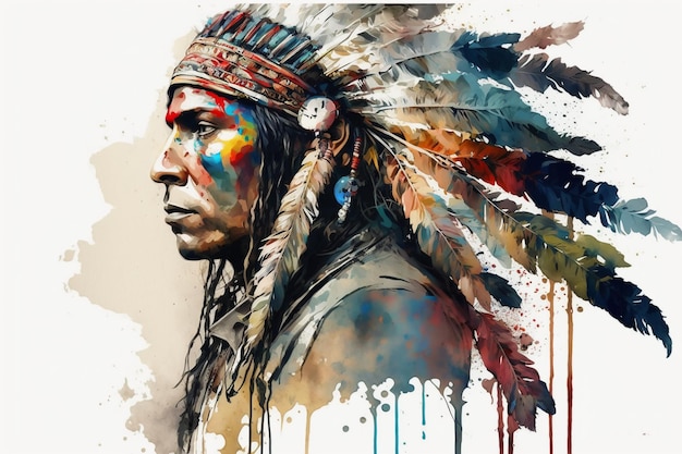 A painting of a native american chief.