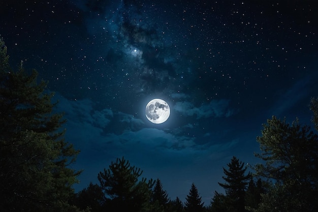 Foto pittura di un cielo notturno con la luna piena