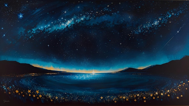 Painting of a night sky with stars