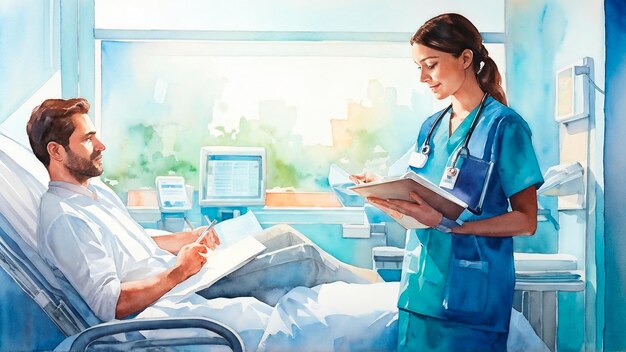 Photo a painting of a nurse and a nurse