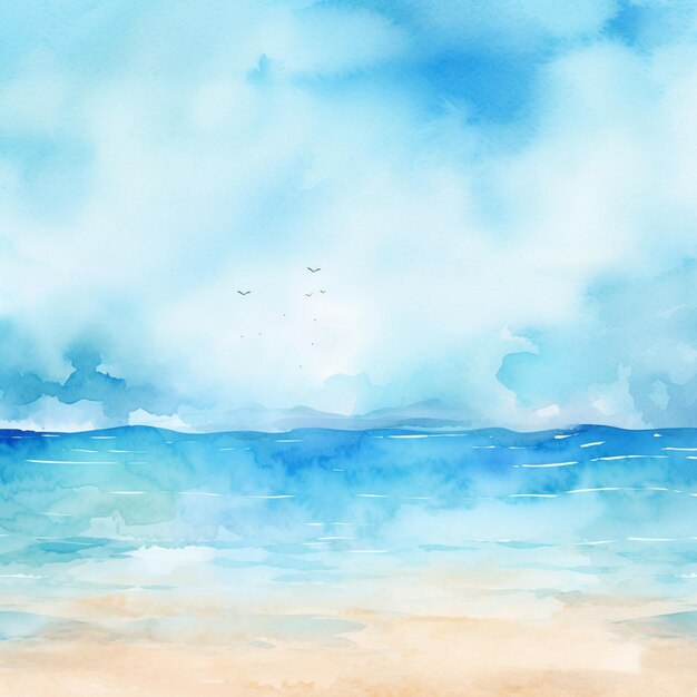 Фото Картина пляжной сцены с голубым небом и белым песком