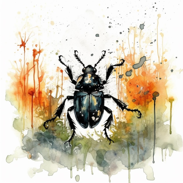 사진 검은 몸과 갈색 다리를 가진 정벌레의 그림