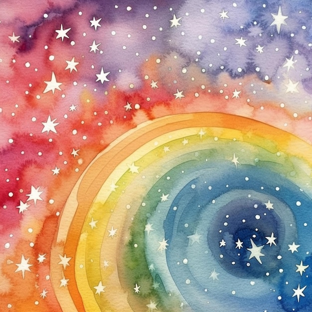 写真 虹生成aiで空の虹と星を描く
