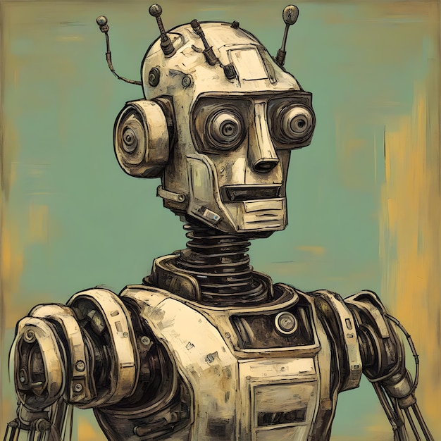 Painting of an old robot