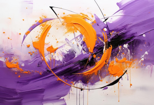 A painting of orange and black paint