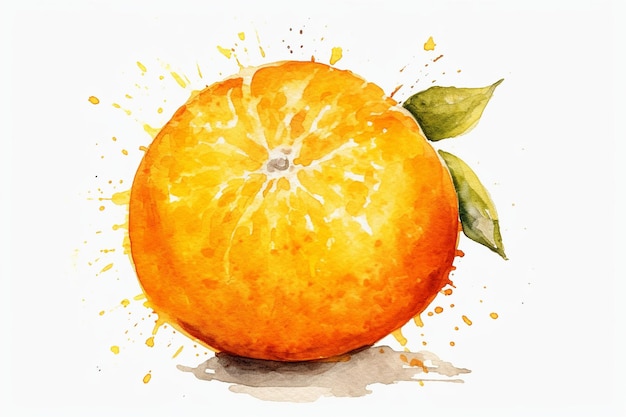 A painting of an orange with a splash of paint.