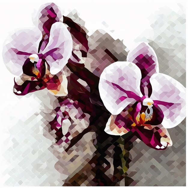 Photo a painting of orchids with a diamond pattern.