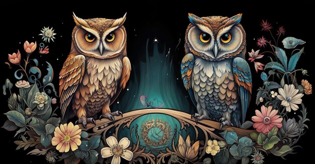 Painting of owl with dark background