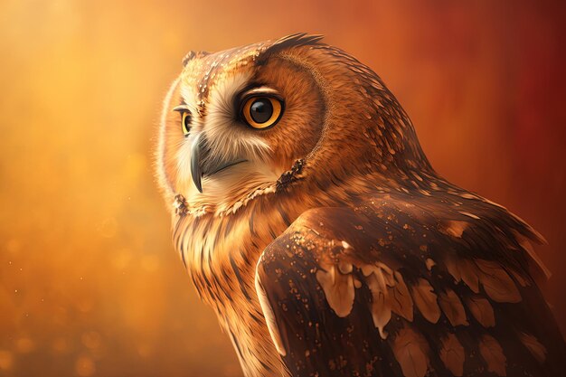 A painting of an owl with a yellow background generative AI