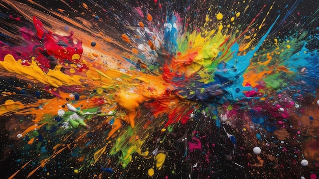 A painting of paint splatters with the word art on it