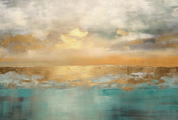 Painting of a painting of a sunset over a body of water generative ai