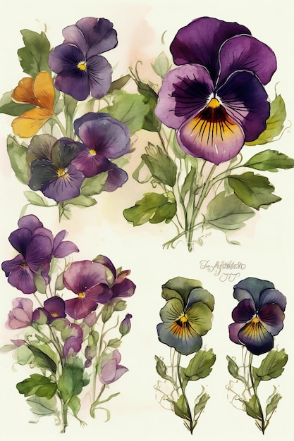 A painting of pansies with the title the year 2012.