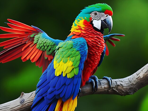Photo painting of a parrot colorful art style generative ai