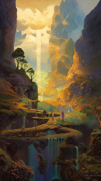 A painting of a path that says virgo.