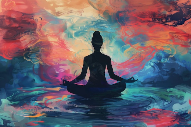 A painting of a person in a serene lotus position symbolizing peace and inner harmony