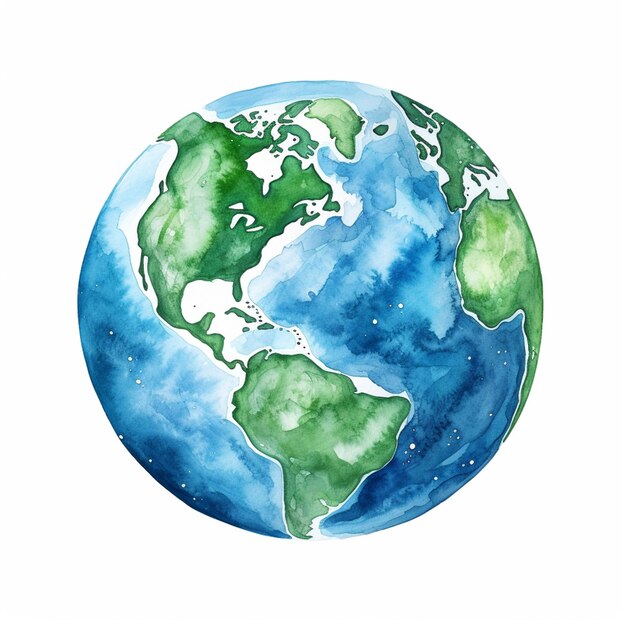 painting of a picture of the earth with a white background generative ai