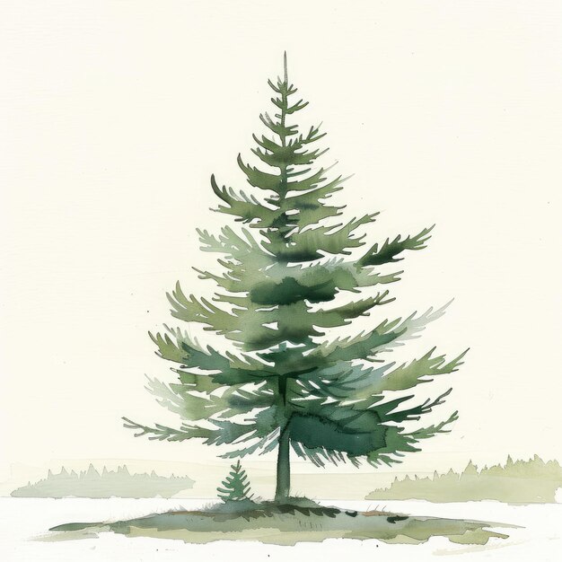 Photo a painting of a pine tree in the snow