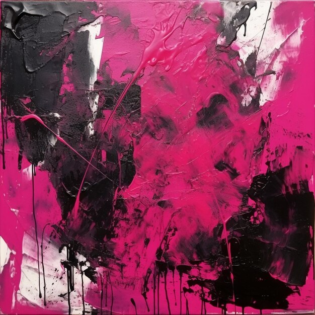 Painting of a pink and black abstract painting with a white background generative ai