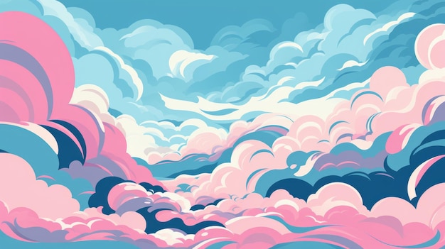 Photo a painting of pink and blue clouds in the sky