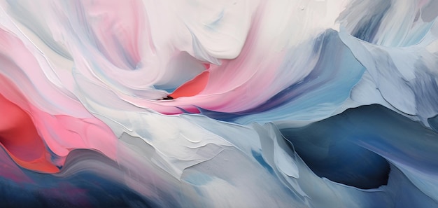 A painting of a pink and blue swirl