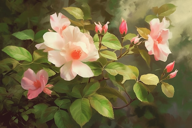 A painting of a pink flower with the word hibiscus on itgenerative ai